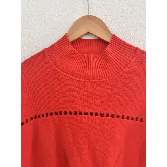 French Connection Women's Oversized Knit Blouse 100% Cotton Cutout S/S Christmas - Picture 3 of 9